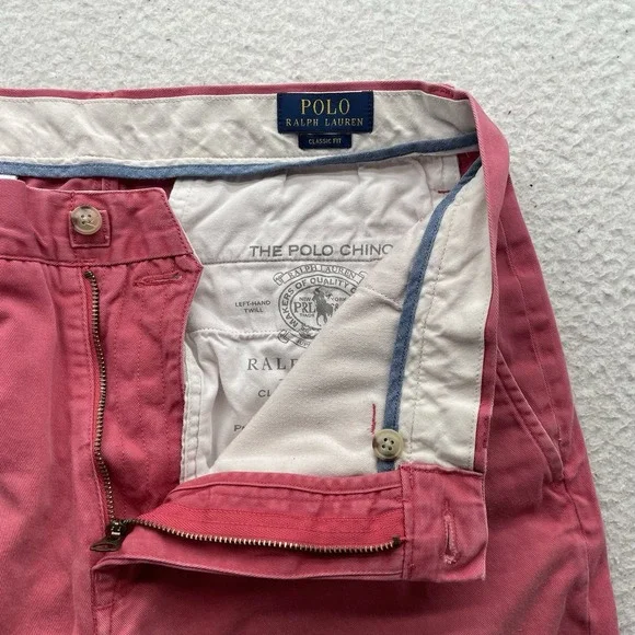 Polo Ralph Lauren Chino Pants Mens 32x31 (Tag 32x32) Red Twill Washed Out Preppy - Picture 4 of 12